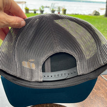Load image into Gallery viewer, TEAL STRUCTURED TRUCKER HAT WITH CUSTOM NORWAY BAY EMBROIDERY